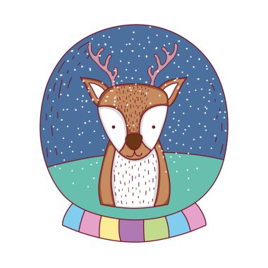 Sevimli Noel Ren geyiği karakter vektör çizim tasarım