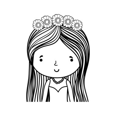 Gelin Düğün Sevimli çizgi vektör çizim grafik tasarım