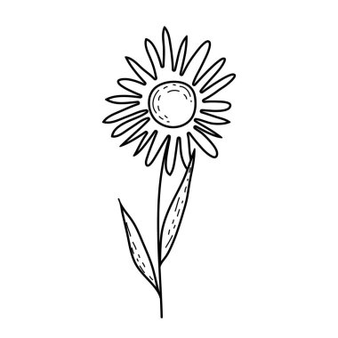 Sevimli çiçek simge vektör çizim tasarımı çizilmiş