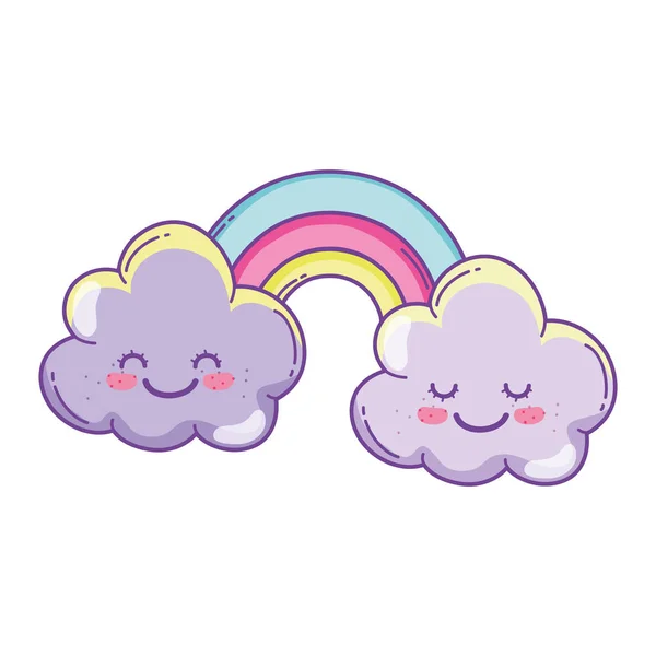 Cute Cloud Rainbow Cartoons Pastel Colors Vector Illustration Graphic Design — Stock Vector