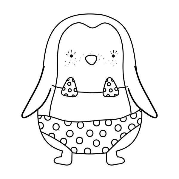 Cute Little Penguin Swimsuit Vector Illustration Design — Stock Vector