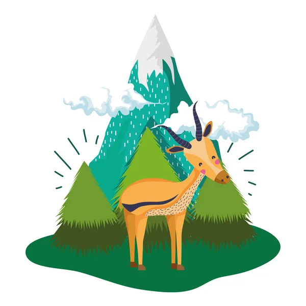 Venado Lindo Diseño Ilustración Vectores Paisaje — Vector de stock