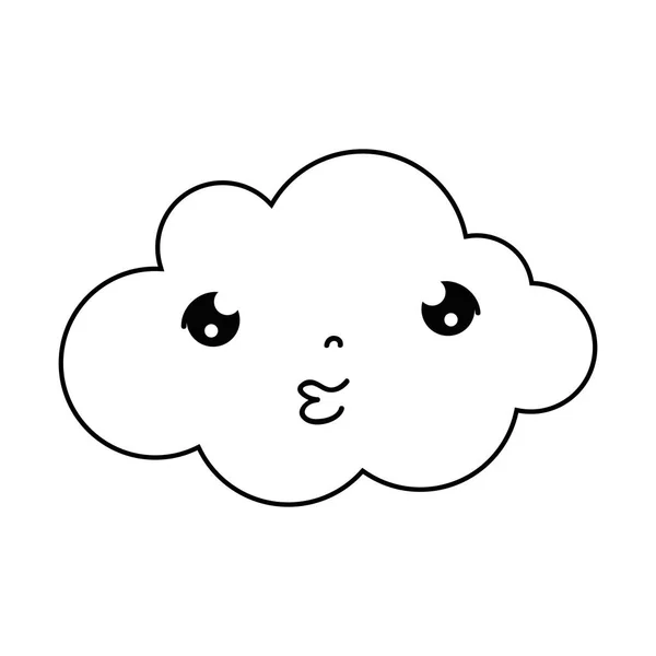 Lindo Kawaii Nube Carácter Vector Ilustración Diseño — Vector de stock