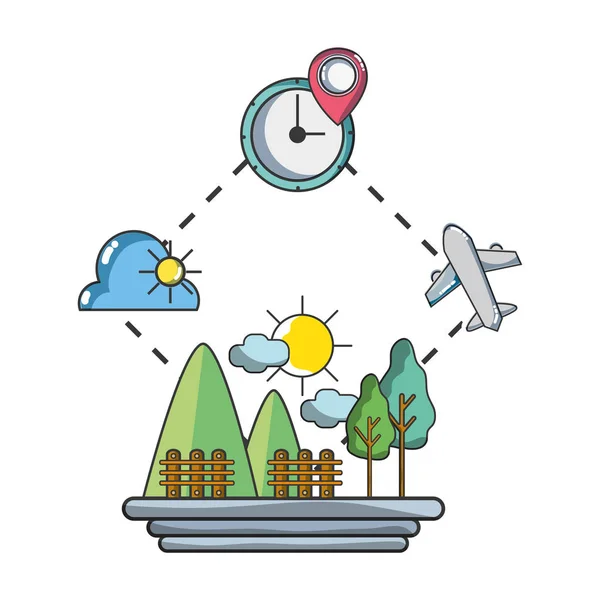 Férias Elementos Viagem Desenhos Animados Desenho Gráfico Ilustração Vetorial —  Vetores de Stock