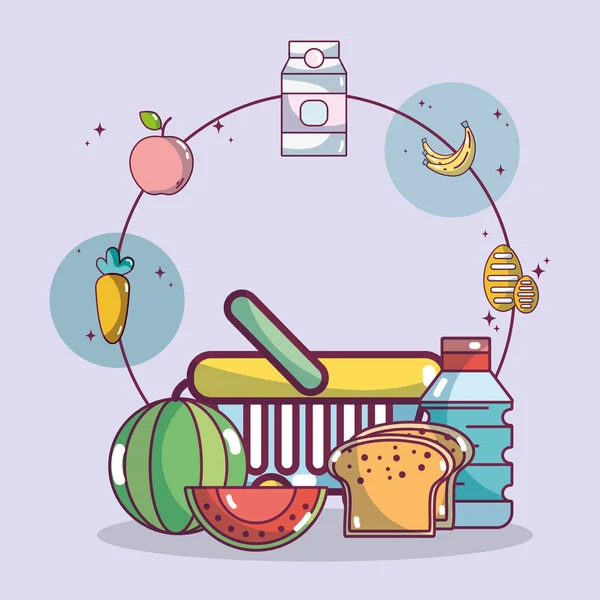 Potraviny Výrobky Zdravé Výživy Vektorové Ilustrace Grafický Design — Stockový vektor