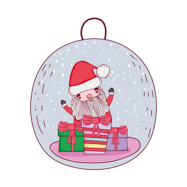Niedliche Weihnachtsmann Claus Mit Geschenk Geschenk Vektor Illustration Design — Stockvektor