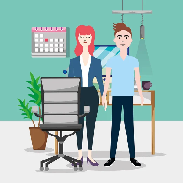 Business coworker at office cartoon scenery vector illustration graphic design