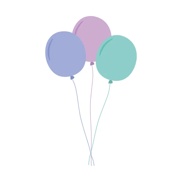 Ballons Hélium Flottant Icône Vectoriel Illustration Conception — Image vectorielle