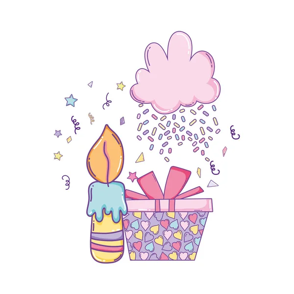 Verjaardag Kaars Met Luxe Geschenketui Cloud Regent Cute Cartoons Vector — Stockvector