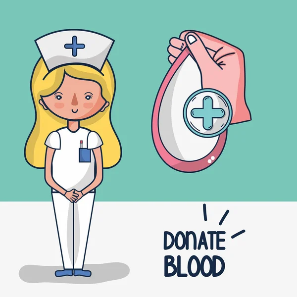 Don Sang Femme Infirmière Santé Cardiaque Dessin Animé Vectoriel Illustration — Image vectorielle