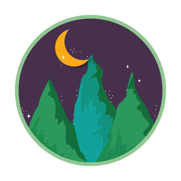 Сосны Лесной Ландшафт Дизайне Ночной Векторной Иллюстрации — стоковый вектор