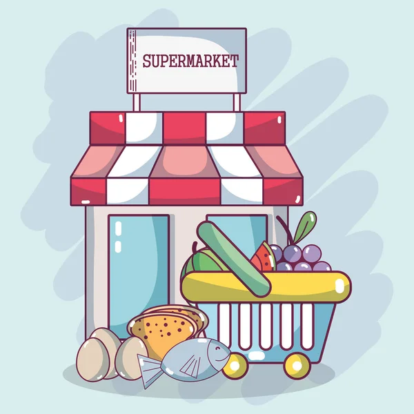 Productos Alimenticios Compras Supermercados — Archivo Imágenes Vectoriales