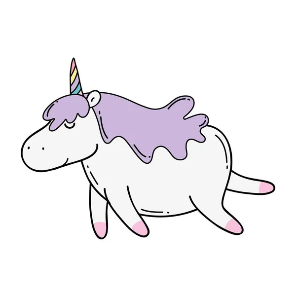 Carino Unicorno Kawaii Personaggio Vettore Illustrazione Design — Vettoriale Stock