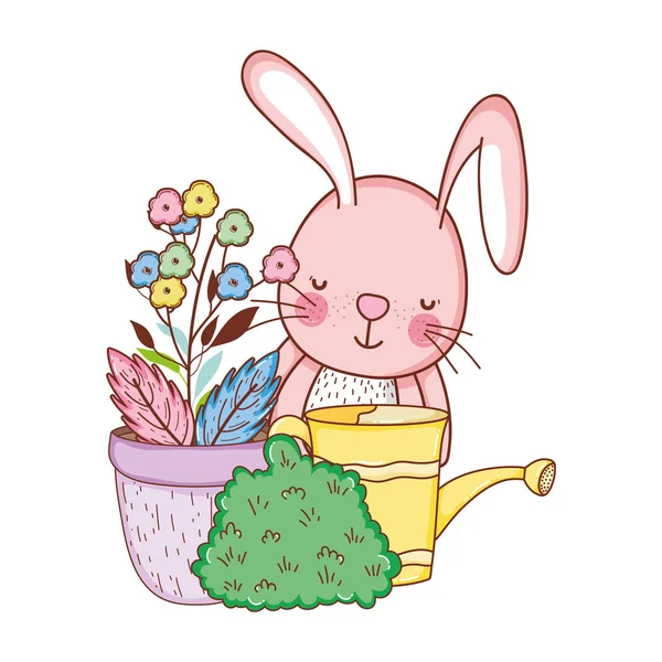 Petit Lapin Dans Jardin Vecteur Illustration Conception — Image vectorielle