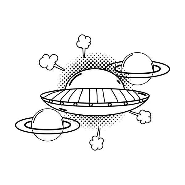 Ufo Flying Planets Pop Art Style Vector Illustration Design — Stock Vector