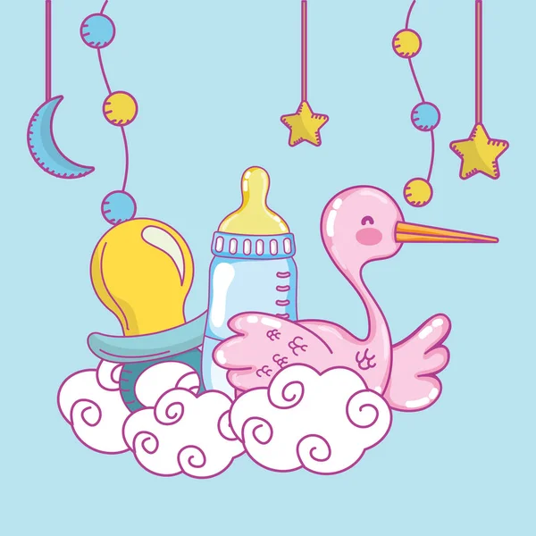 Baby Zuhanyzó Játékok Ünneplés Aranyos Rajzfilmek Vektoros Illusztráció Grafikai Tervezés — Stock Vector