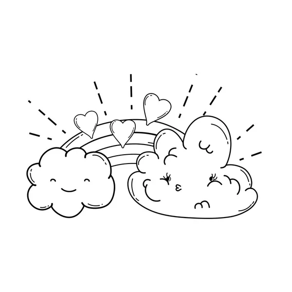 Carino Nube Cartoni Animati Arcobaleno Disegno Grafico Vettoriale Illustrazione — Vettoriale Stock