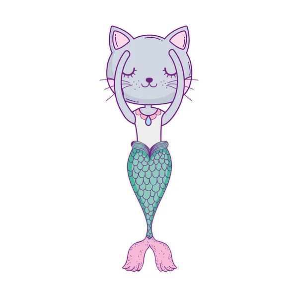 Cute Purrmaid Fairytale Character Vector Illustration Design — Stock Vector