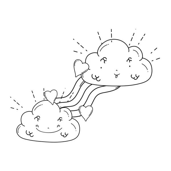 Nuages Mignons Dessins Animés Arc Ciel Illustration Vectorielle Design Graphique — Image vectorielle