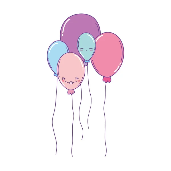 Leuke Verjaardag Ballonnen Cartoon Vector Illustratie Grafisch Ontwerp — Stockvector