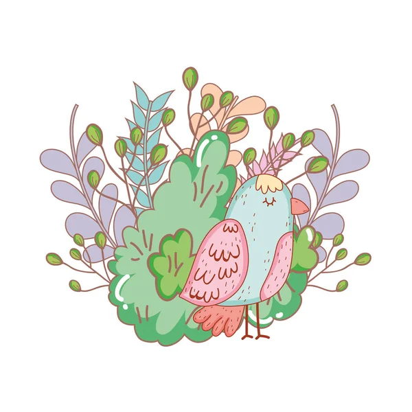 Hermoso Pájaro Con Arbusto Jardín Vector Ilustración Diseño — Vector de stock