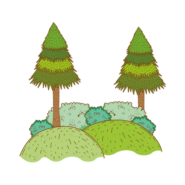 Árboles Paisaje Rural Redondo Icono Vector Ilustración Diseño Gráfico — Vector de stock