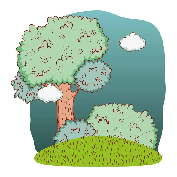 Träd Söt Natur Vektor Ilustration — Stock vektor