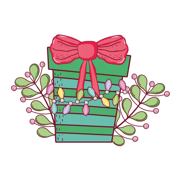 Christmas Presentbox Med Krans Vektor Illustration Design — Stock vektor