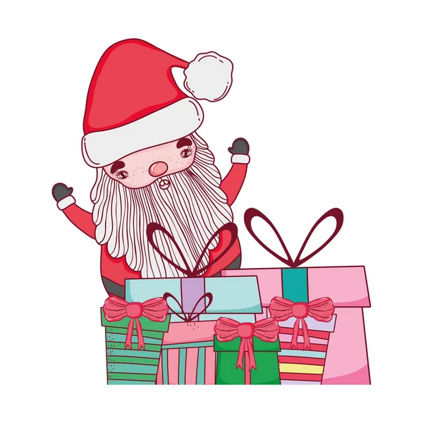 Mignon Noël Père Noël Claus Avec Cadeau Cadeau Vectoriel Illustration — Image vectorielle