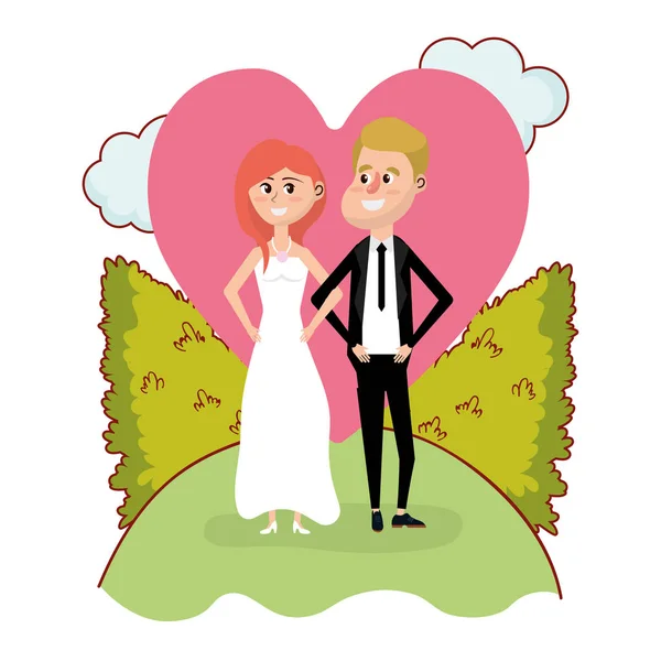 Just Married Wedding Couple Card Design Vector Illustration Graphic Design — Stock Vector