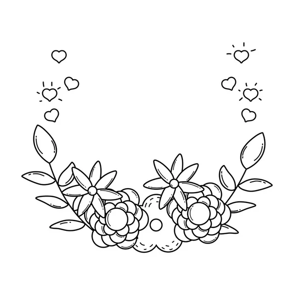 Cute Flowers Leafs Crown Vector Illustration Design — Stock Vector