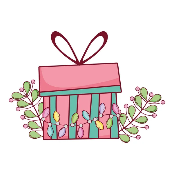 Christmas Gift Box Wreath Vector Illustration Design — Stock Vector