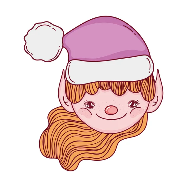 Mignon Santa Helper Tête Personnage Vecteur Illustration Conception — Image vectorielle