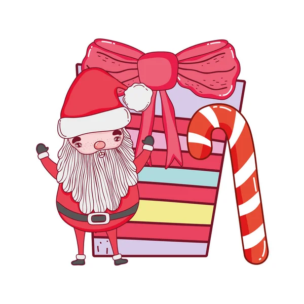 Roztomilý Vánoční Santa Claus Dárek Současné Vektorové Ilustrace Návrh — Stockový vektor