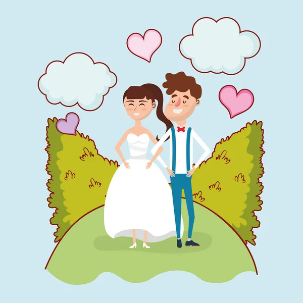 Απλά Έγγαμος Γάμου Ζευγάρι Κάρτα Σχεδιασμό Διανυσματικά Εικονογράφηση Γραφιστικής — Διανυσματικό Αρχείο