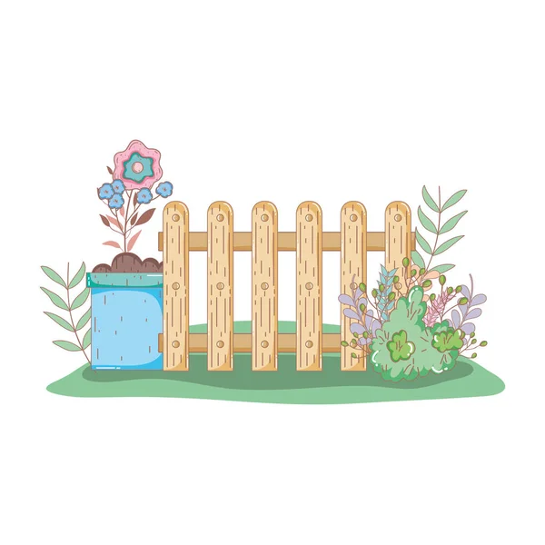Zahradní Bush Plotu Květiny Design Vektorové Ilustrace — Stockový vektor