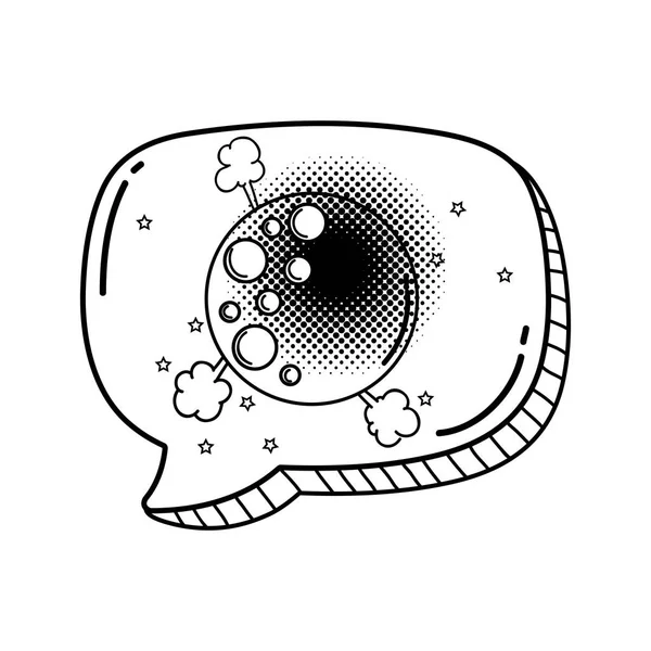 Luna Con Discurso Burbuja Pop Arte Estilo Vector Ilustración Diseño — Vector de stock