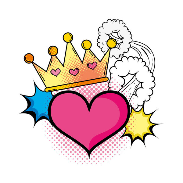 сердце с дизайном векторной иллюстрации в стиле поп-арта
