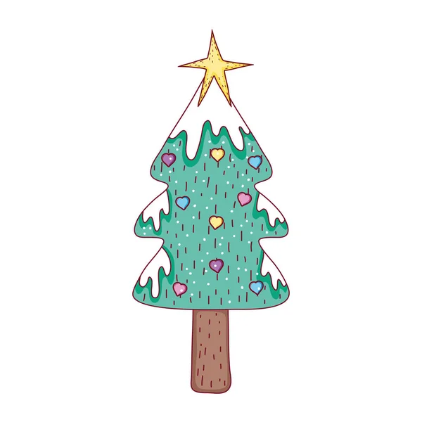 Feliz Árbol Navidad Icono Vector Ilustración Diseño — Archivo Imágenes Vectoriales