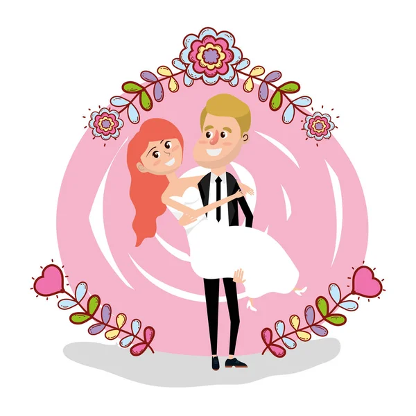 Recién Casado Pareja Boda Tarjeta Diseño Vector Ilustración Diseño Gráfico — Vector de stock