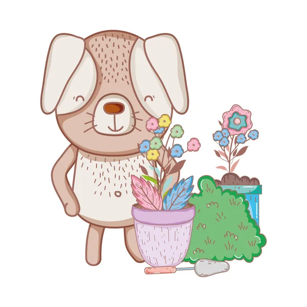 Kleiner Hund Garten Vektor Illustration Design — Stockvektor