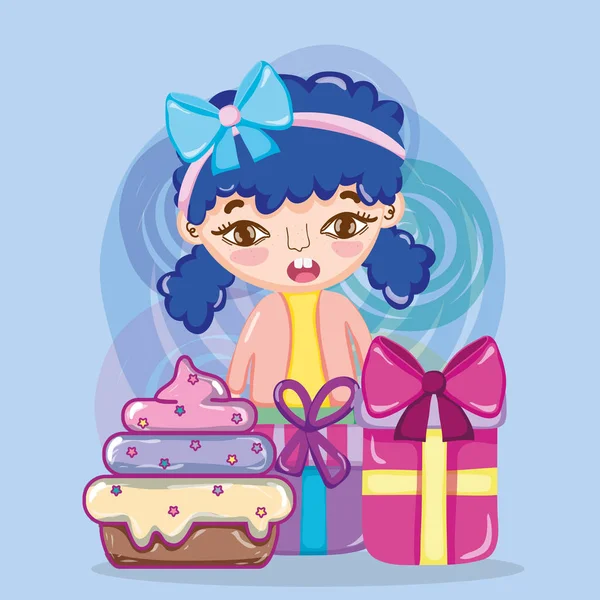 Chica Con Cupcake Regalo Vector Ilustración Diseño Gráfico — Vector de stock