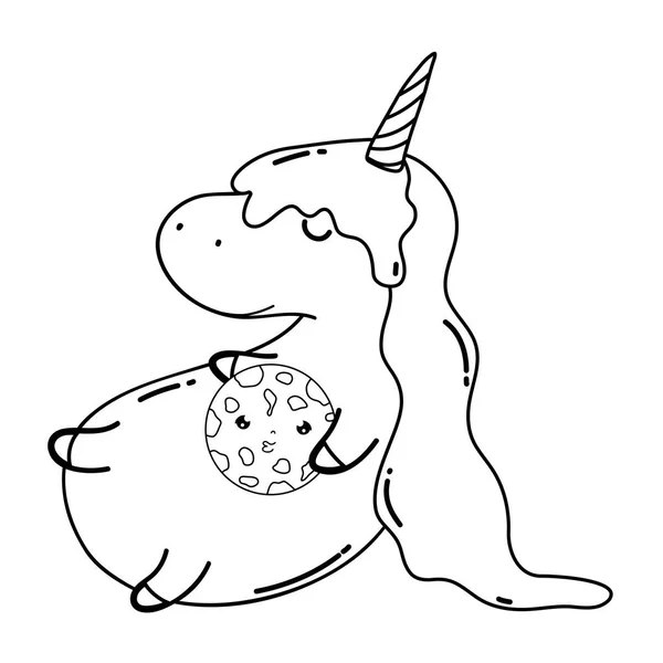 Schattig Eenhoorn Met Cookie Kawaii Characterdesign Vector Illustratie — Stockvector