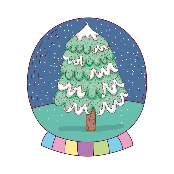 Merry Christmas Tree Wektor Ikona Ilustracja Projektu — Wektor stockowy