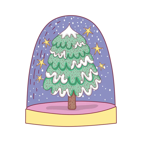 Frohe Weihnachten Baum Symbol Vektor Illustration Design — Stockvektor