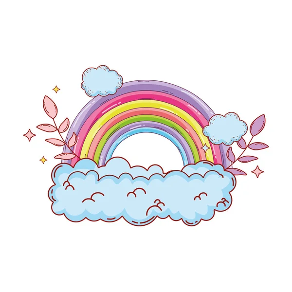 Arco Iris Lindo Con Diseño Ilustración Vectores Nubes — Archivo Imágenes Vectoriales