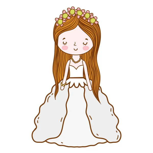 Bride Wedding Cute Dress Cartoon Vector Illustration Graphic Design — Stock Vector