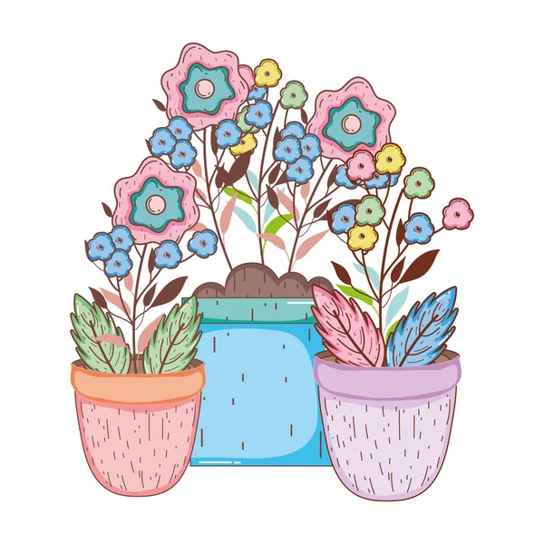 Květiny Zahradní Květináč Vektorové Ilustrace Designu — Stockový vektor