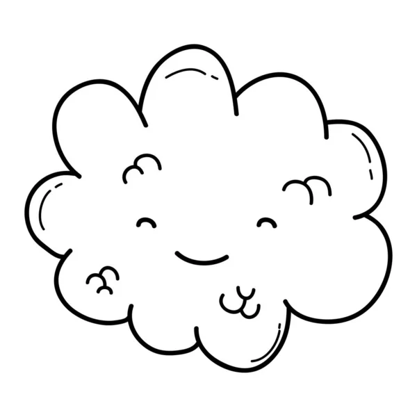Ładny Chmura Szczęśliwy Uśmiechający Się Projekt Graficzny Kreskówka Wektor Ilustracja — Wektor stockowy