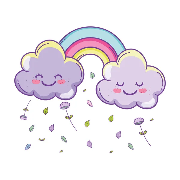 Linda Nube Dibujos Animados Arco Iris Colores Pastel — Vector de stock